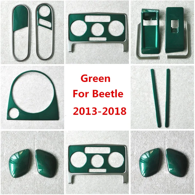 

Green Car Interior Styling AC Window Control Panel Cover Gear Head Sticker Moulding Trim for Volkswagen Beetle 2013 - 2018