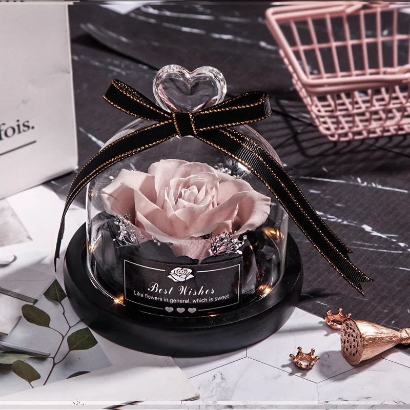 1 шт. сохраненный цветок вечная роза со стеклянной крышкой красота романтическая роза подарки на день Святого Валентина Рождественский подарок праздничные подарки