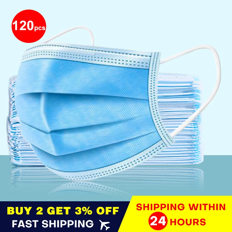 

Ordinary 3 Layer Non Woven Masks Disposable Anti-Dust Filter Elastic Facial Safety Protective Dust-Proof Hanging Ear Mouth Masks