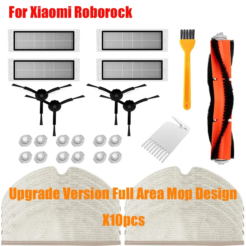 

For Xiaomi Roborock S50 S51 S55 S5 S6 xiaowa S60 E25 E35 T4 T6 Vacuum Parts Mop Cloth Black Side Brush Main Brush HEPA Filter