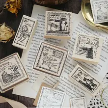 Sello Retro de plantas de setas sellos de goma de madera Vintage para scrapbooking papelería scrapbooking artesanal sello estándar