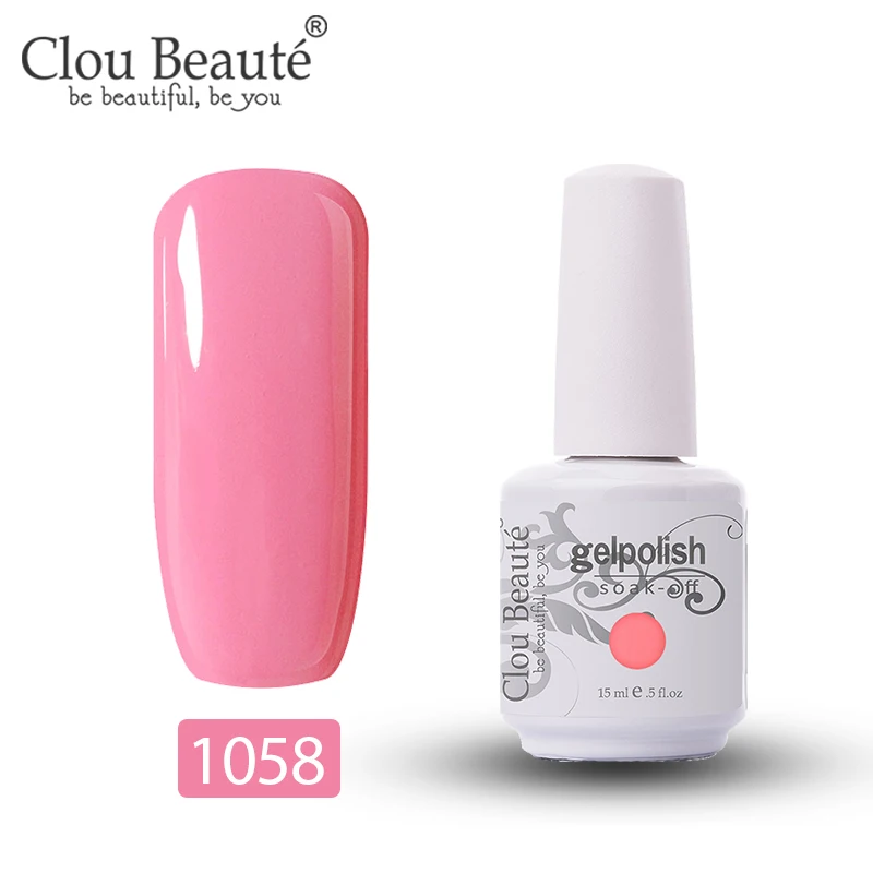 Clou Beaute 15 мл Гель-лак для ногтей УФ 179 цветов Varnich чистый цвет ногтей Блеск Топ УФ светодиодный гель Дизайн ногтей маникюрный лак гибридный - Цвет: 1058