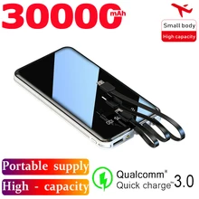 Banco de energia móvel 30000mah tela cheia 3usb portátil emergência ao ar livre carregamento rápido bateria externa para samsung xiaomi iphone