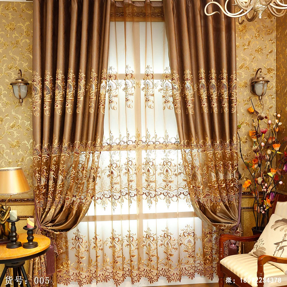 

European High Precision Thickened Embroidery Curtains for Living Dining Room Bedroom.
