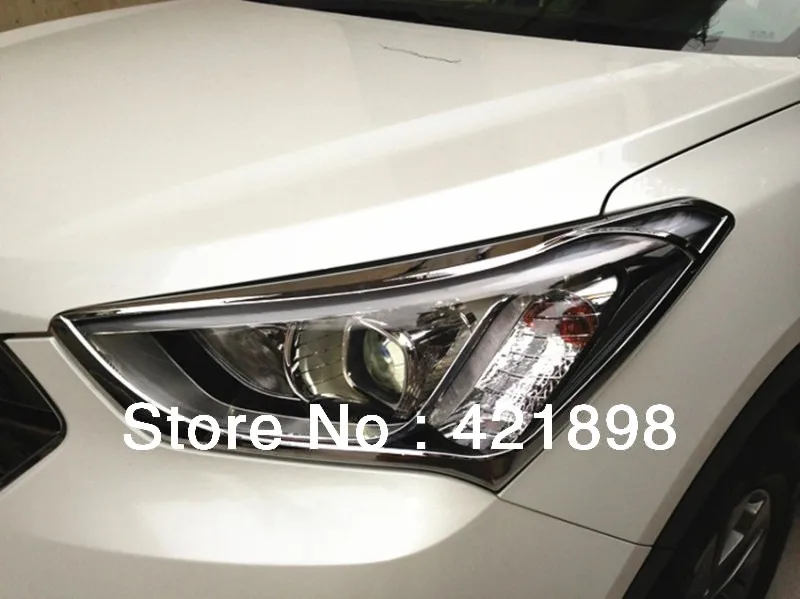 Для hyundai Santa Fe 2013 ABS хромированный декоративный передний головной светильник, головной светильник, крышка лампы, обшивка, Формовочная рамка