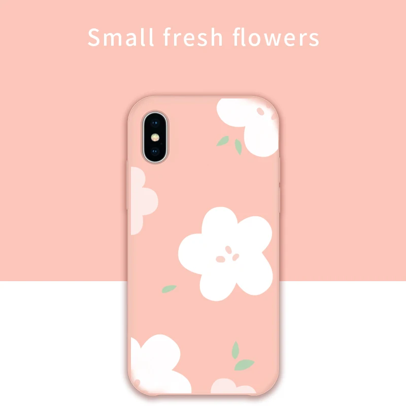 Милый Жидкий силиконовый чехол для iPhone 6, 6 S, 7, 8 Plus, Прозрачный бампер с мультяшными фруктами и цветами для iPhone X, XR, XS, Max, Fundas Capas - Цвет: Small Fresh Flower