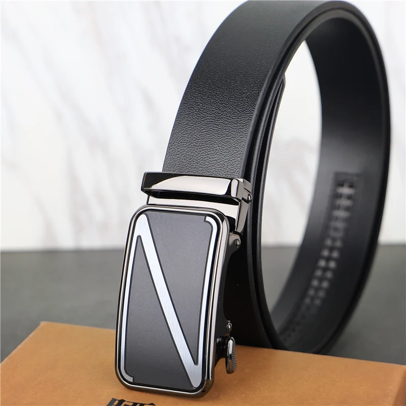 Belt Men's Leather Dress Business Automatic Buckle Fashion Wild Young People Cowskin Belt Designer Belts Men High Quality Solid