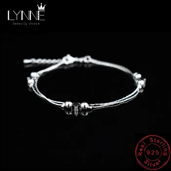 

New Fashion Simple Design Star Small Bead Bracelets 925 Sterling Silver Double Layers Chain Summer Women Jewelry Bracelet Gift