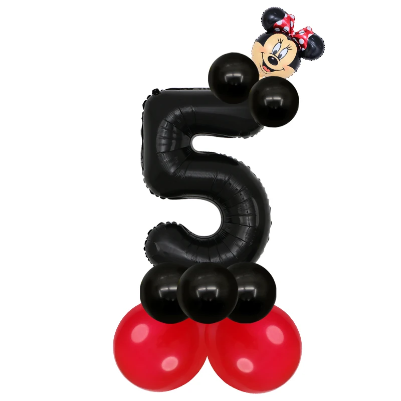 minnie 5 16 шт./лот, голова Микки и Минни, 30 дюймов, красный, черный, номер, фольгированный шар, 1 день рождения, украшения для вечеринки, детские игрушки, детский душ, латексные шары - Цвет: minnie 5