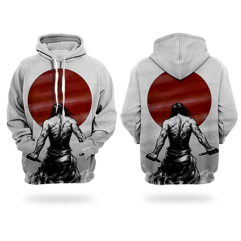 H03919 Japan style Japanese element art of painting WHOSONG 3D Hoodies samurai men pattern funny coat long sleeve popular streetwear - Цвет: H03919