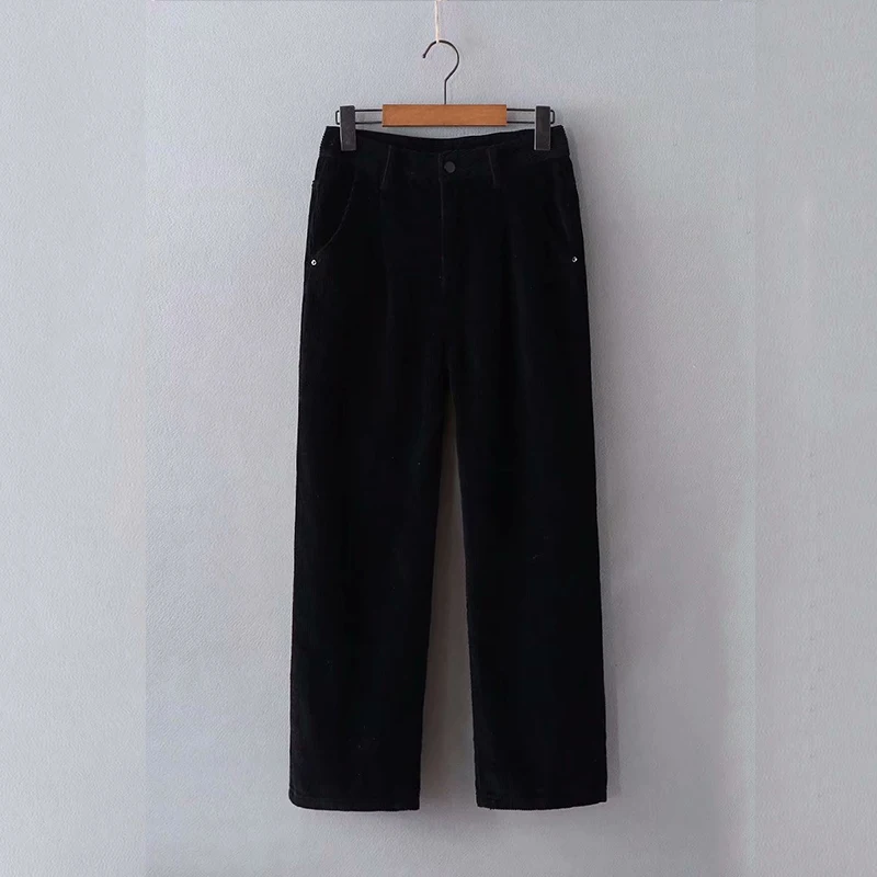 OMIKRON High Quality Corduroy Harem Pants Women New Solid Colors Thick Autumn Winter Casual Trousers Pantalon Femme Taille Haute - Цвет: Black