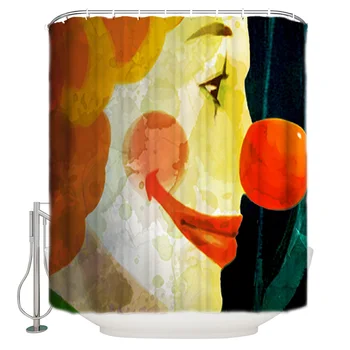 

Vintage Mordern Design Printed Bath Curtain Clown Oil Painting Shower Curtain Polyester Fabric 3d Curtains For Bathroom