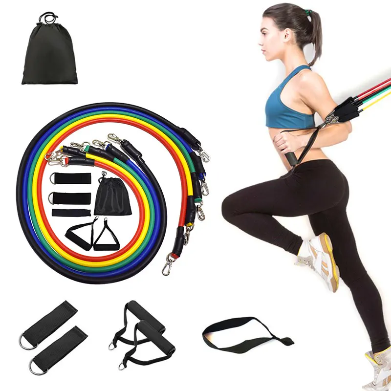 11Pcs/Set Fitness Tubes Yoga Resistance Bands Home Gym Sports Excercise Unisex 