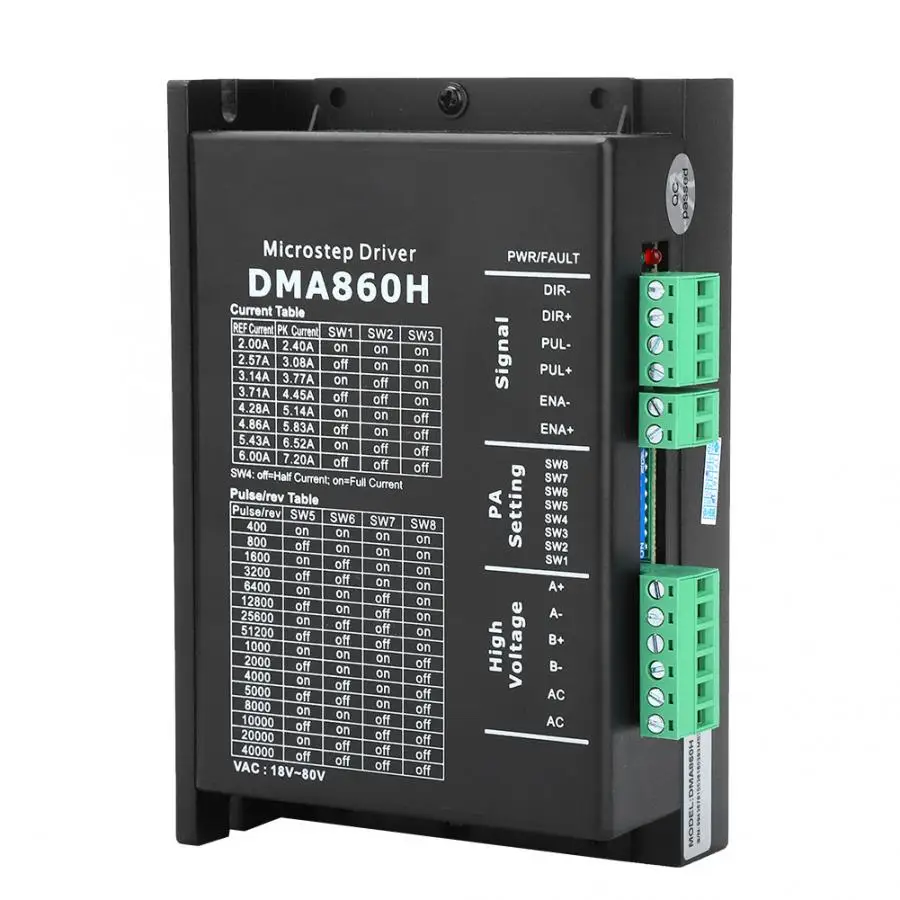 DMA860H Драйвер шагового двигателя оптически изолированный сигнал Вход 18-80VAC для 4/6/8 провод двухфазный