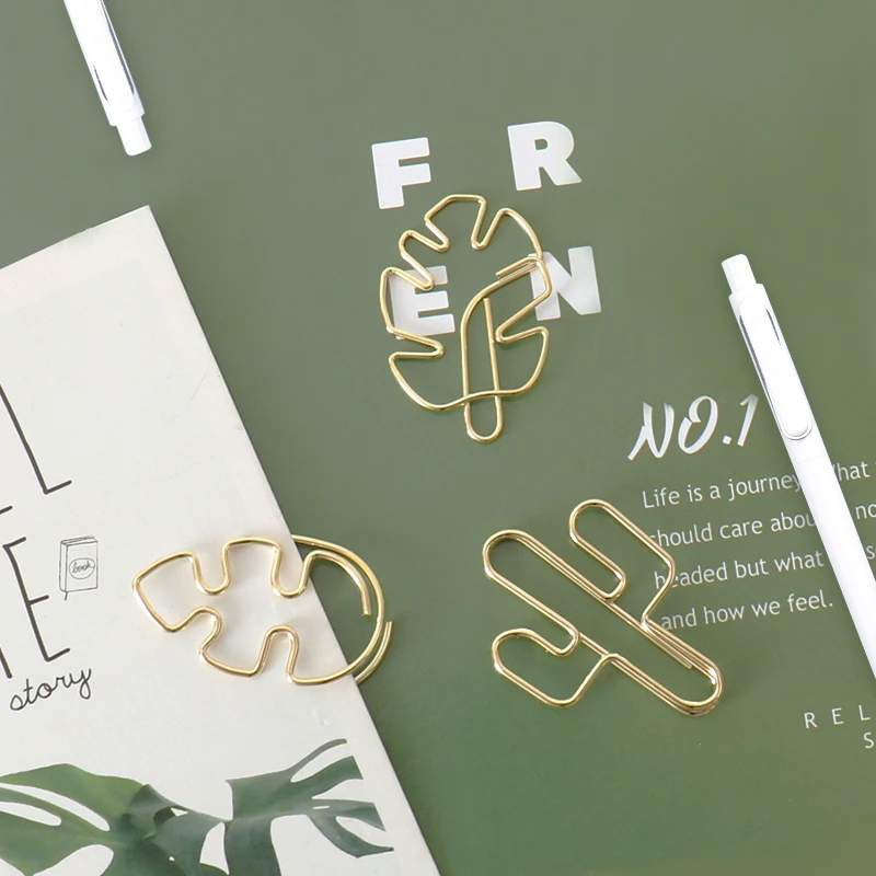 Paper Clips 8pcs/set Bookmark Metal Paper Clip Decor Rose Gold Colorfur Book Note Decoration Binder Clip Stationery School Office