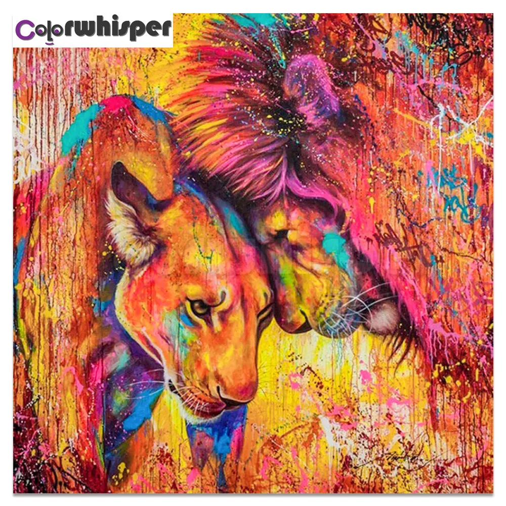 Алмазная живопись полный квадрат/круглая дрель Лев Любовь картина 5D алмазная