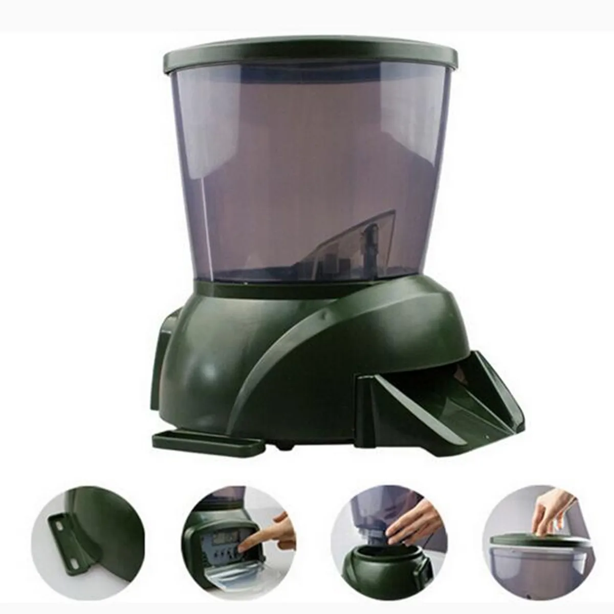 

4.25L Food Hopper LCD Display Digital Automatic Pond Fish Tank Aquarium Feeder Clock Detachable Free-standing Base Mountable