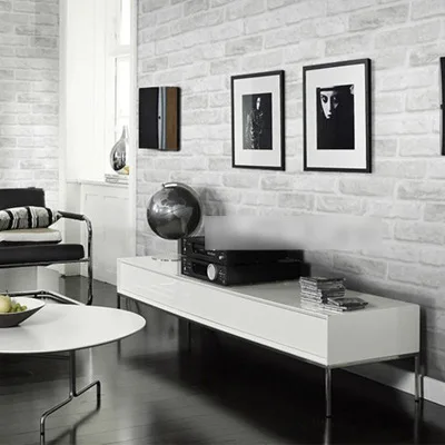 

Thick 3D Greyish White Brick Wallpaper Barber Shop Retro Chinese Style Restaurant Bump Foaming Brick Pattern Wallpaper