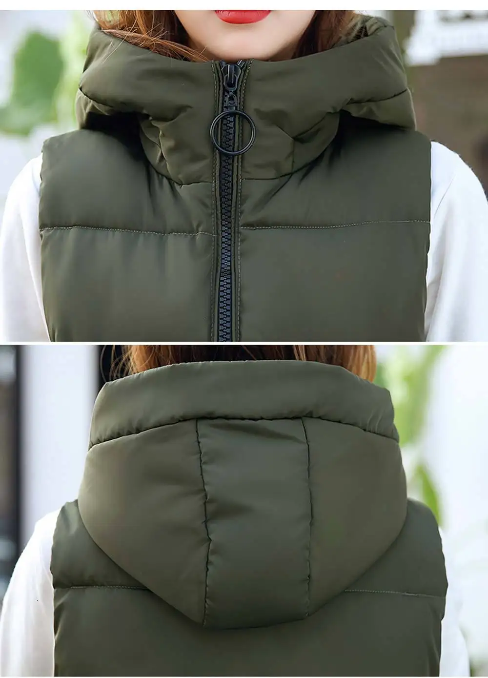 Flat bottom black autumn winter vest women's vest women's vest sleeveless vest with warm Hat vest gilet femme women jacket