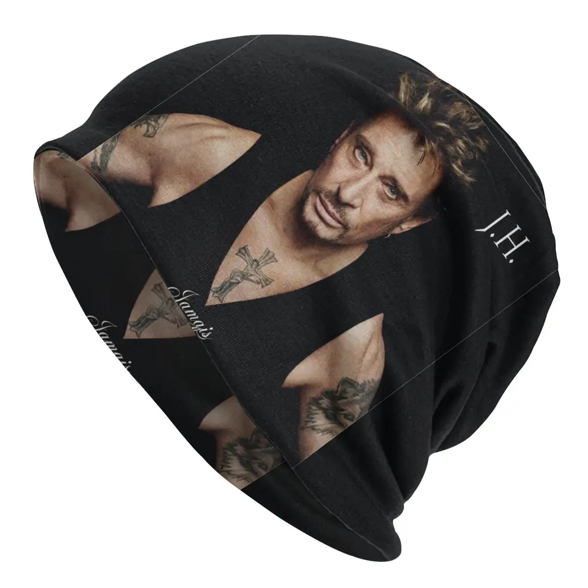

Fashionable Johnny Hallyday Bonnet Hat Knitting Hats Vintage Street Skullies Beanies Hats Unisex Adult Warm Multifunction Caps