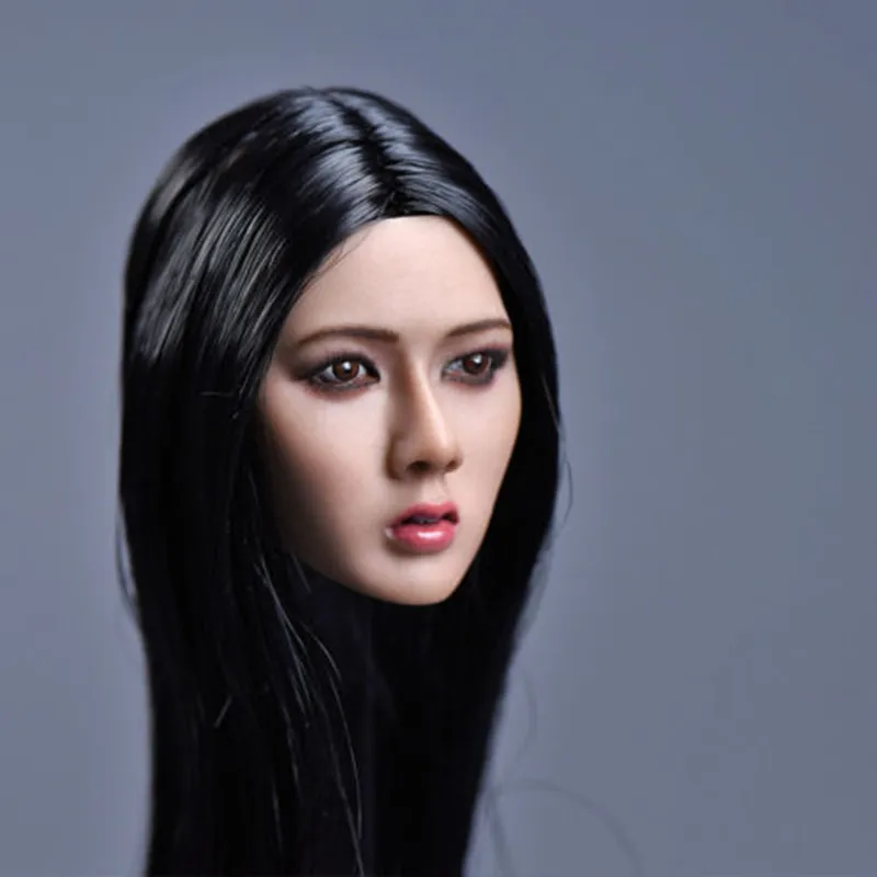 YMTOYS 1/6 масштаб азиатская девочка голова лепим резные модели черные длинные волосы подходят для 12 ''12 дюймов Женская фигурка тела куклы Подарки