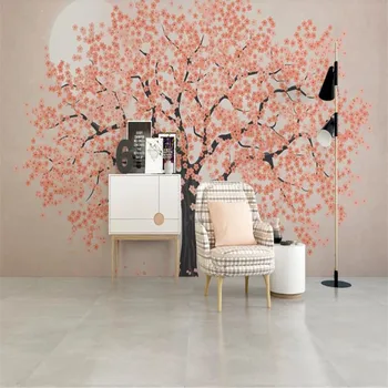 

Custom large 3D wallpaper mural Nordic modern hand painted cherry blossom rich tree background wall paper mural