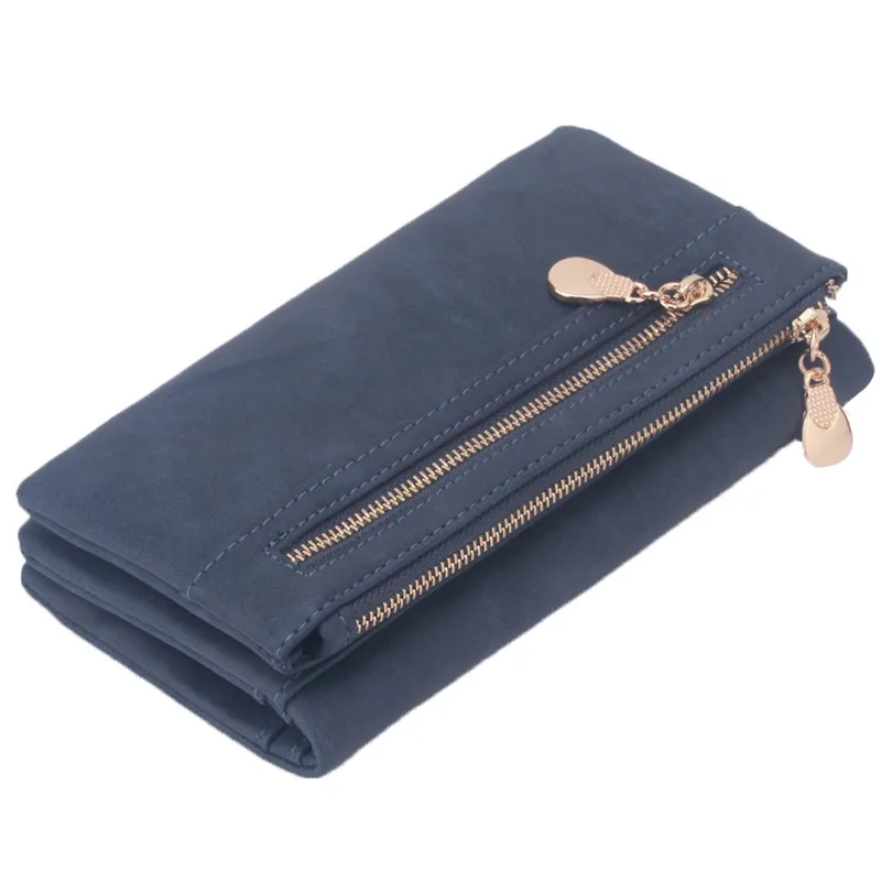 Модные женские кошельки из лаковой кожи, кошелек с двойной застежкой-молнией, дневной клатч, сумочка-браслет, портмоне, держатель для карт, Billetera 838559 - Цвет: Blue