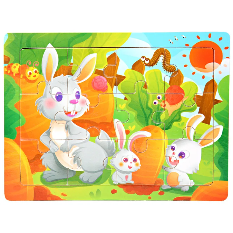 Mini Size 15*10CM Kids Toy Wood Puzzle Wooden 3D Puzzle Jigsaw for Children Baby Cartoon Animal/Traffic Puzzles Educational Toy 17