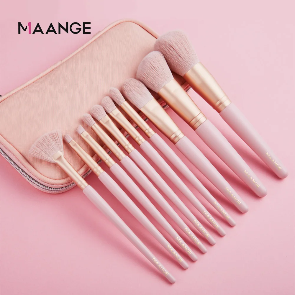 Набор кистей для макияжа MAANGE Pro 10/1 шт. пудры основы теней губ искусственные волосы