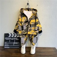 Boys Suit Hooded Camo Sport Top + Bottoms 2 Pcs