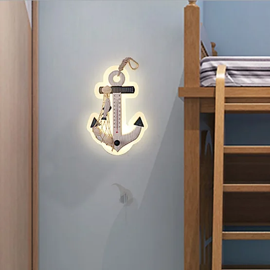 Anchor Creative led wall lamp children's room lamp modern minimalist pirate ship rudder personality light warm lighting corridor lamp - Цвет абажура: Anchor