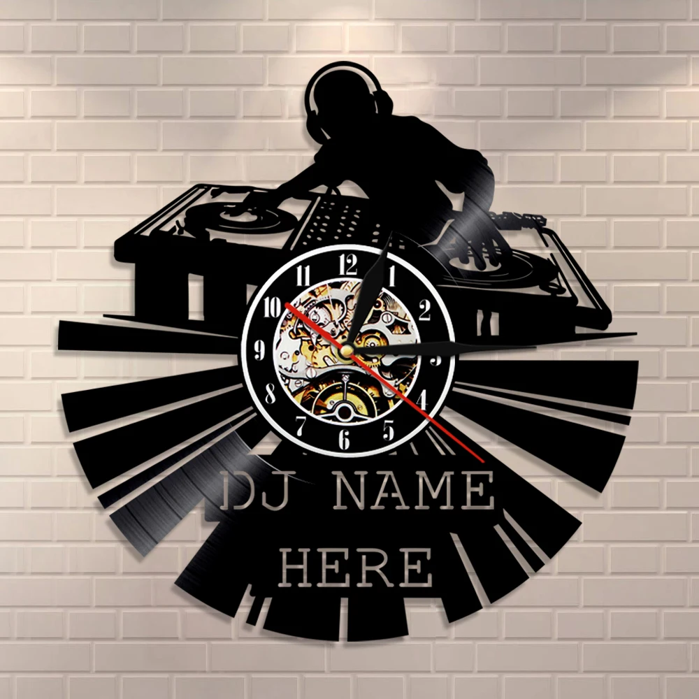 Виниловые часы для DJ современные настенные на заказ персонализированное имя