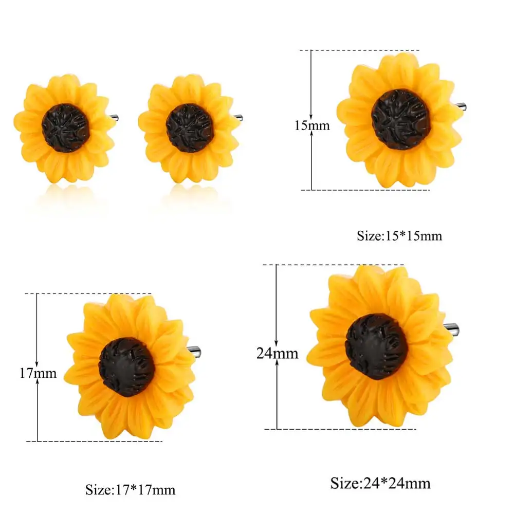 15-17-24мм солнечные цветочные серьги-гвоздики с эпоксидной смолой для женщин оптом модные серьги-гвоздики для женщин классические женские ювелирные изделия