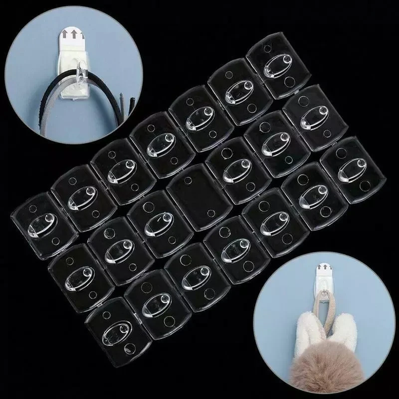 6/20 piezas de pared extraíble transparente gancho fuerte sin costura Abrazadera para Cable adhesivo gancho baño toalla de cocina colgador de llaves herramienta