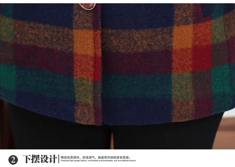 Autumn Woolen Jacket Women's Winter Middle-aged 60-70-Year-Old Middle-aged Women Dress Grandma Tops Plaid Thick outside Clothes