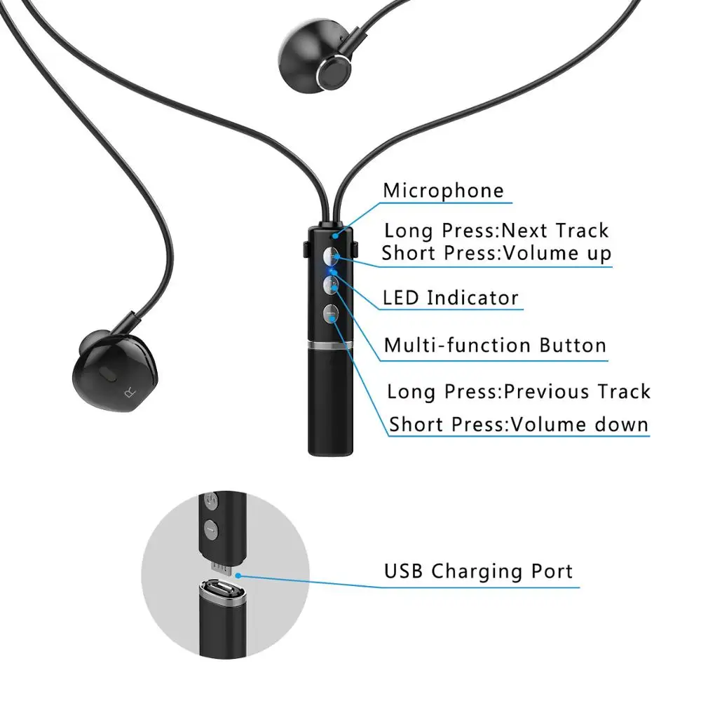 Магнитные беспроводные bluetooth-наушники с микрофоном, бас, стерео спортивные наушники, водонепроницаемая гарнитура, звуковой эффект, наушники-вкладыши