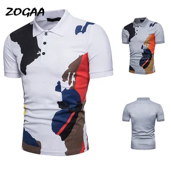 

2020 ZOGAA summer new men's fashion t shirts camouflage print lapel short sleeve casual T-shirt funny t shirts