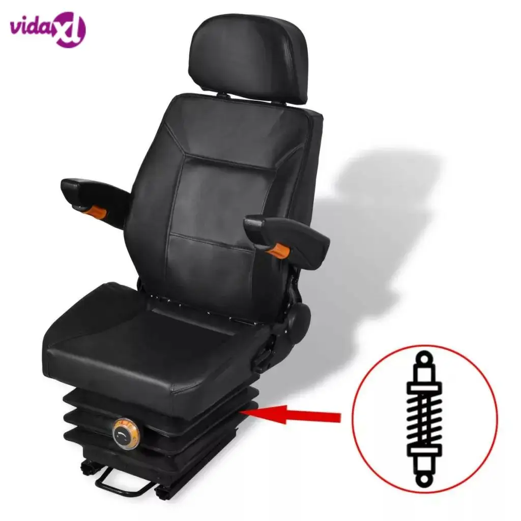  vidaXL tractor seat with suspension Backrest adjustment tractor seat with foldable headrest and arm
