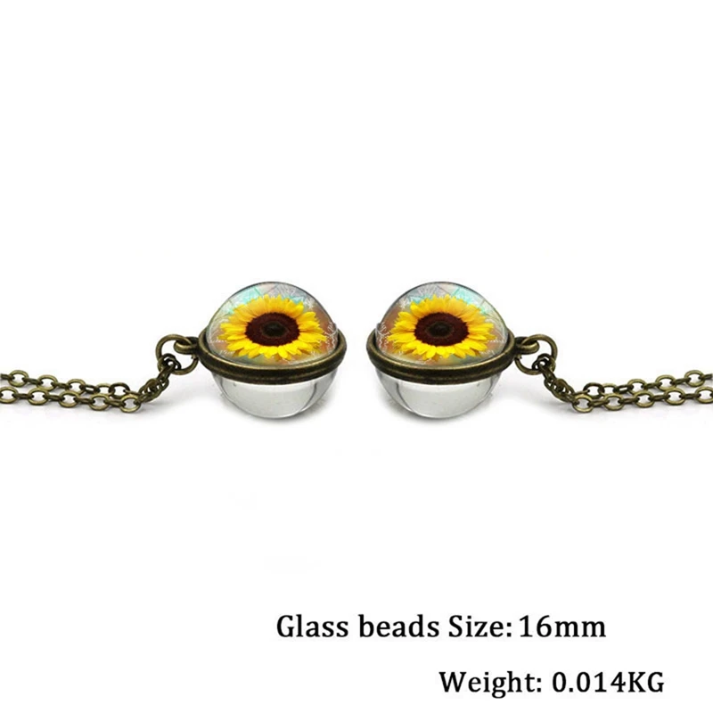 Модные подвески ювелирные ожерелья прекрасный мультфильм круглая двухсторонняя, для стекла кулон из кабошона ожерелье из подсолнечника для женщин