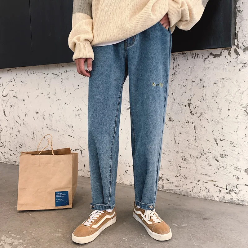 

Large Size Autumn Clothing Simple Versatile Jeans Men's Trend INS Korean-style Straight-Cut Loose-Fit MEN'S Casual Pants N