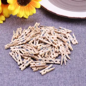 

100pcs 2.5CM Mini Natural Wooden Clothes Photo Paper Peg Pin Clothespin Craft Clips School Office Home Party Decoration