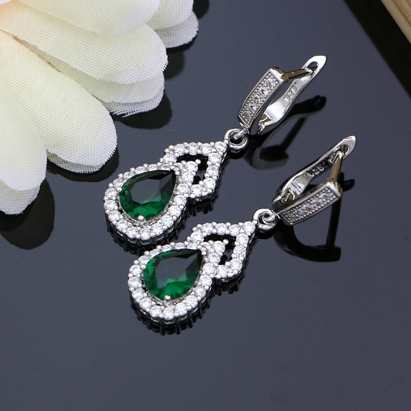 Модные богемные серьги для женщин натуральный зеленый фианит белый кристалл круглый камень Дешевые ювелирные изделия подарок