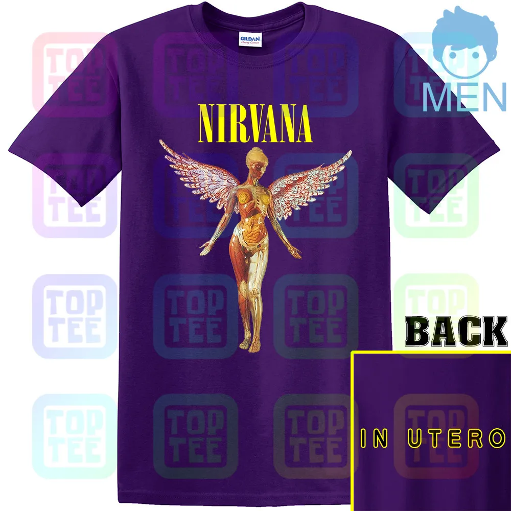 MEN-PURPLE Аутентичные Nirvana In Utero классический рок гранж музыка Курт Кобейн футболка уличная размеры S-3Xl - Цвет: MEN-PURPLE