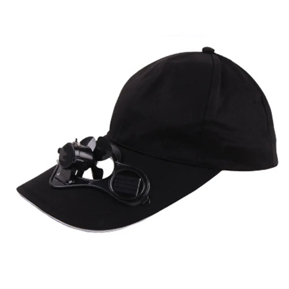 Наружная крышка солнечной энергии с охлаждающим вентилятором для мужчин и женщин, дорожная забавная шапка для кемпинга, подарок, шляпа, лето, защита от солнца#2 - Цвет: Black