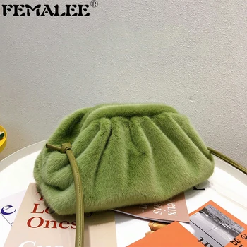 

Women Envelope Day Clutch Luxury Designer Handbag Pleated Dumpling cross-shoulder bag Soft Plush Lady Cloud Tote Messenger Bag