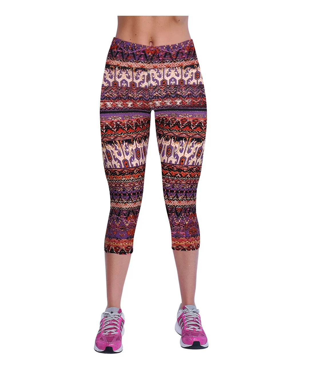 Europe and the United States trend hips slim fashion seven points printed leggings women's outdoor sports pants - Цвет: 46