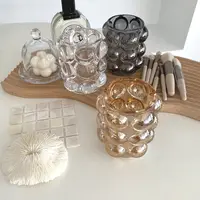 Creative Makeup Brush Holder Decorative Transparent Glass Pen Holder Crystal Nordic Ins Style Desktop Simple Pencil Storage Box 2