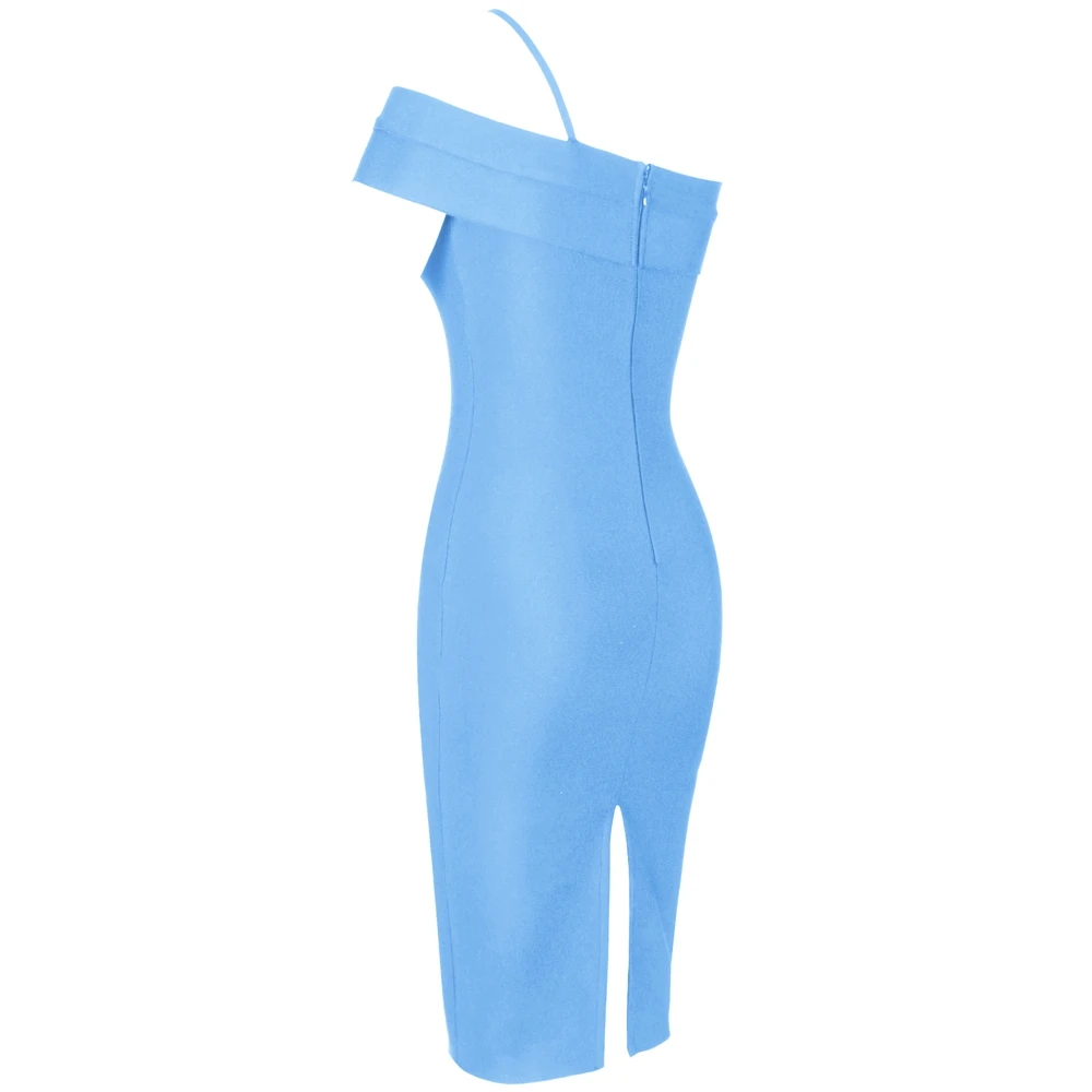 Maketina, Бандажное платье, Vestido,, синее, на одно плечо, Bnadage, платье с коротким рукавом, выше колена, облегающее, Бандажное, вечерние, Клубное платье