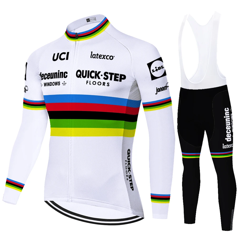 2022 uniforme ciclismo hombre men Team QUICK STEP long sleeve Cycling Jersey 9D gel pad Bib Set Bike roupa masculino | Спорт и