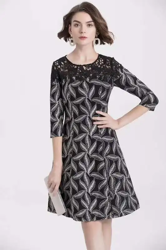 M-3XL Платье Vestidos De Fiesta,, весенние, летние, вечерние, для женщин, с вырезами, кружевное, с вышивкой, из кусков, с узором в виде золотых листьев